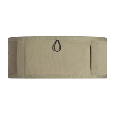 Cinto largo bege em tecido com laço preto no centro