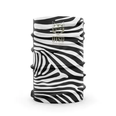 Peça tubular zebrada preta e branca com logotipo dourado OLTSO TWIN SEASON