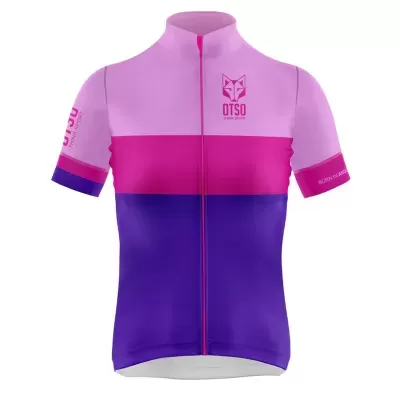Camisola de ciclismo rosa e roxa com logótipo OTSO