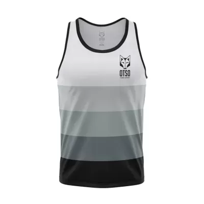 Camisola regata com faixas horizontais cinzentas e logótipo OTSO PRINT SPORT no peito