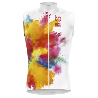 Colete desportivo branco com estampado colorido e logótipo DTSO