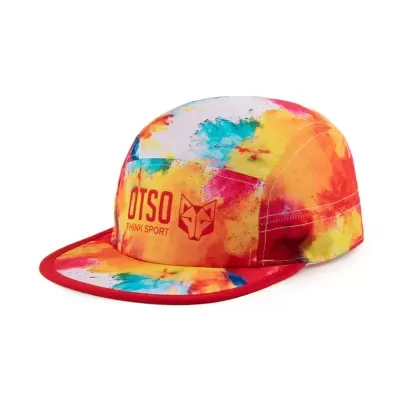 Boné desportivo colorido com padrão tie-dye e logótipo OTSO PINK SPORT na frente.