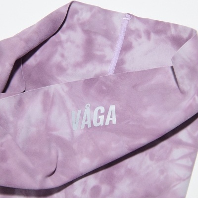 Leggings desportivas lilás tie-dye com logo VÅGA na cintura