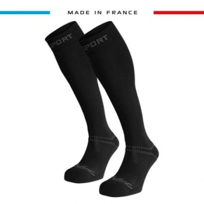 Par de meias desportivas pretas com texto SPORT e MADE IN FRANCE