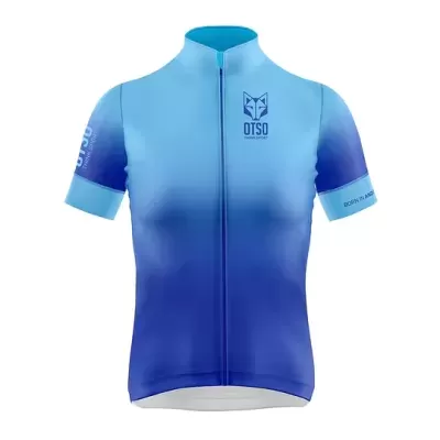 Camisola ciclismo azul com padrão degradê e logótipo OTSO