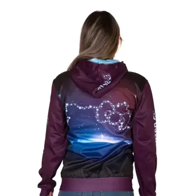 Casaco com capuz com padrão de constelação e texto GLOBO