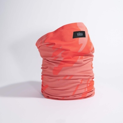 Cachecol ou bandana tubular laranja e rosa com etiqueta preta VÅGA