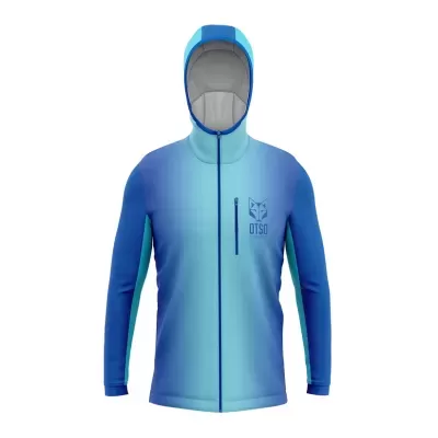 Casaco com capuz azul com logótipo OTSO e bolso no peito