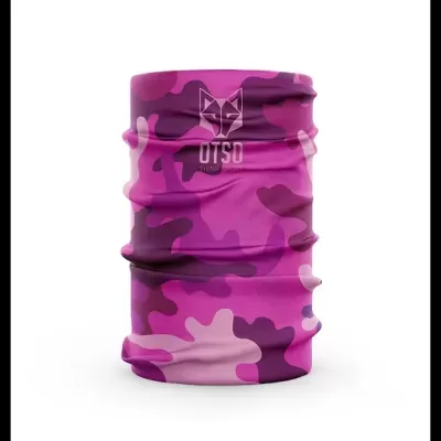 Cachecol tubular camuflado rosa e roxo com logótipo OTSO