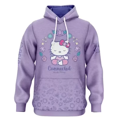 Sweatshirt lilás com estampa da Hello Kitty e flores