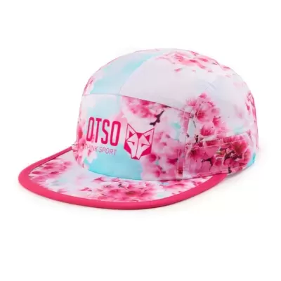 Boné desportivo com padrão de flores cor-de-rosa e texto OTOSO PINK SPORT
