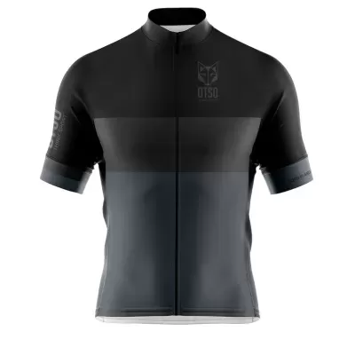 Camisola ciclismo preta e cinza com fecho frontal e logótipo OTSO