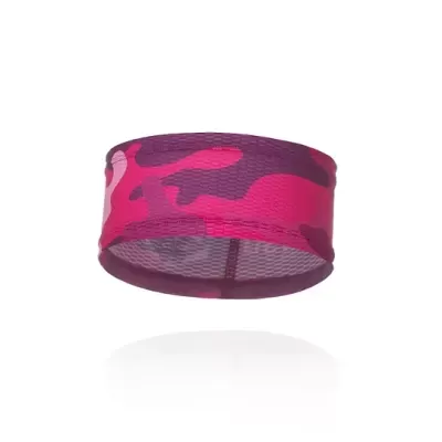 Pulseira desportiva rosa com padrão camuflado e interior de malha