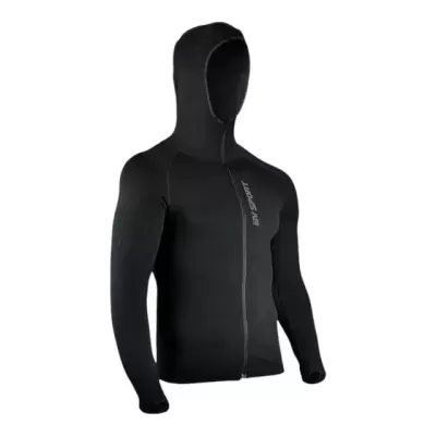 Casaco com capuz preto e fecho de correr com texto LABARONNE UR no peito