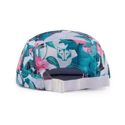 Boné com estampa tropical colorida e fecho ajustável branco