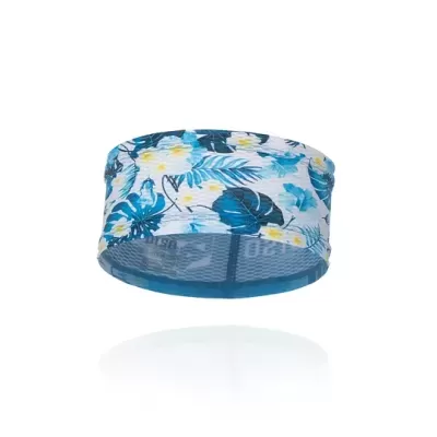 Bandana elástica floral azul com mesh