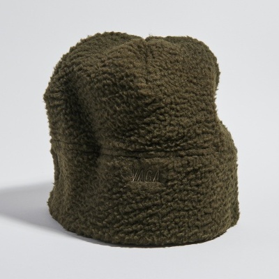 Gorro de tecido felpudo castanho escuro com textura densa
