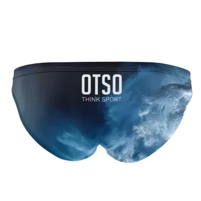 Cuecas de banho OTSO com padrão de água e texto impresso