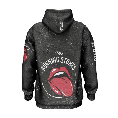 Camisola com capuz preta com estampa gráfica dos Running Stones