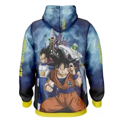 Sweatshirt com estampa Dragon Ball e texto em caracteres japoneses.