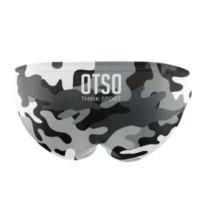 Óculos de proteção desportivos com padrão camuflado em branco, cinza e preto