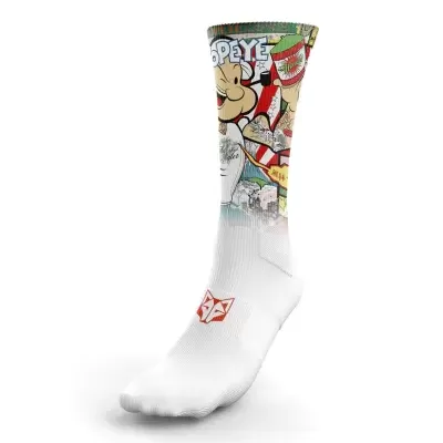 Meia branca com desenho de Popeye e logótipo FOX