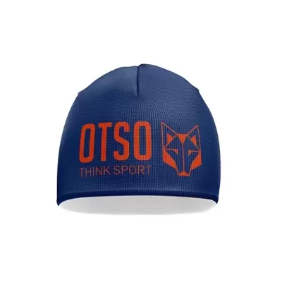 gorro azul escuro com texto laranja OTSO THINK SPORT e logótipo de raposa