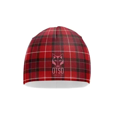 Gorro vermelho xadrez com logótipo OTOS