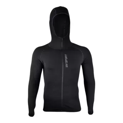 Casaco desportivo preto com capuz e fecho frontal com logótipo BV SPORT