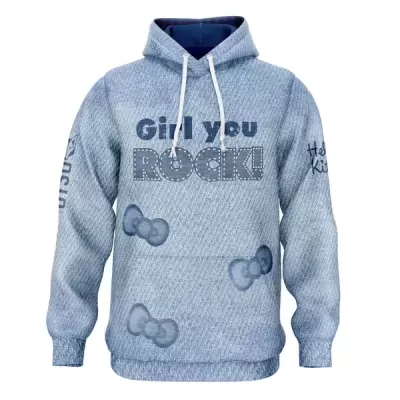 Sweatshirt azul claro com capuz e estampados Hello Kitty
