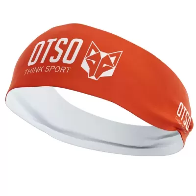 Faixa desportiva OTSO laranja com logo de raposa e texto branco
