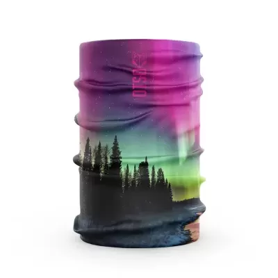 Cachecol tubular com estampa de floresta e céu colorido