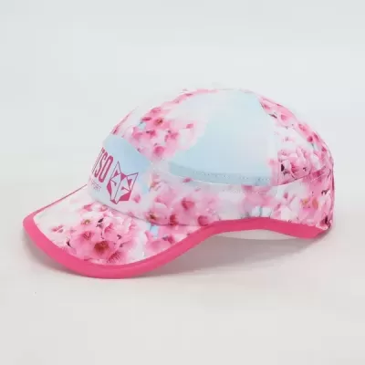Boné com padrão floral cor-de-rosa e azul claro e logótipo USO SPORT