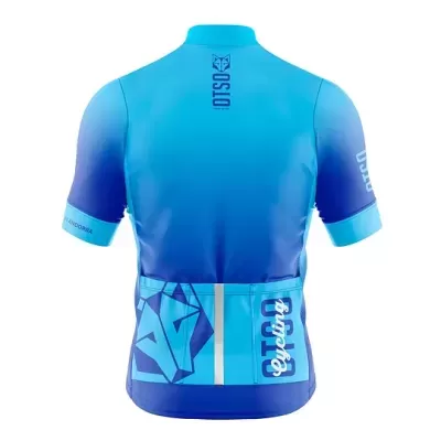 Camisola de ciclismo azul com logótipo OTSO e bolso traseiro