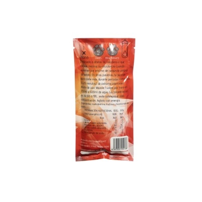 embalagem plástica vermelha com texto e código de barras