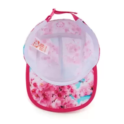 Boné floral cor-de-rosa com viseira e faixa ajustável
