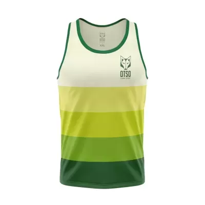 Camisola tank top listrada em tons de verde e amarelo com logo OTSO Urban Sports