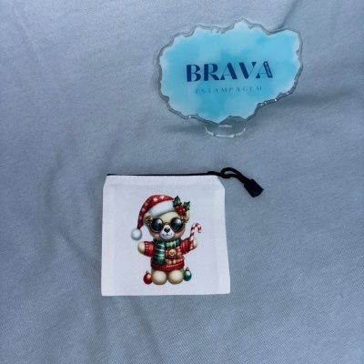 Bolsa pequena com estampa de urso Natal