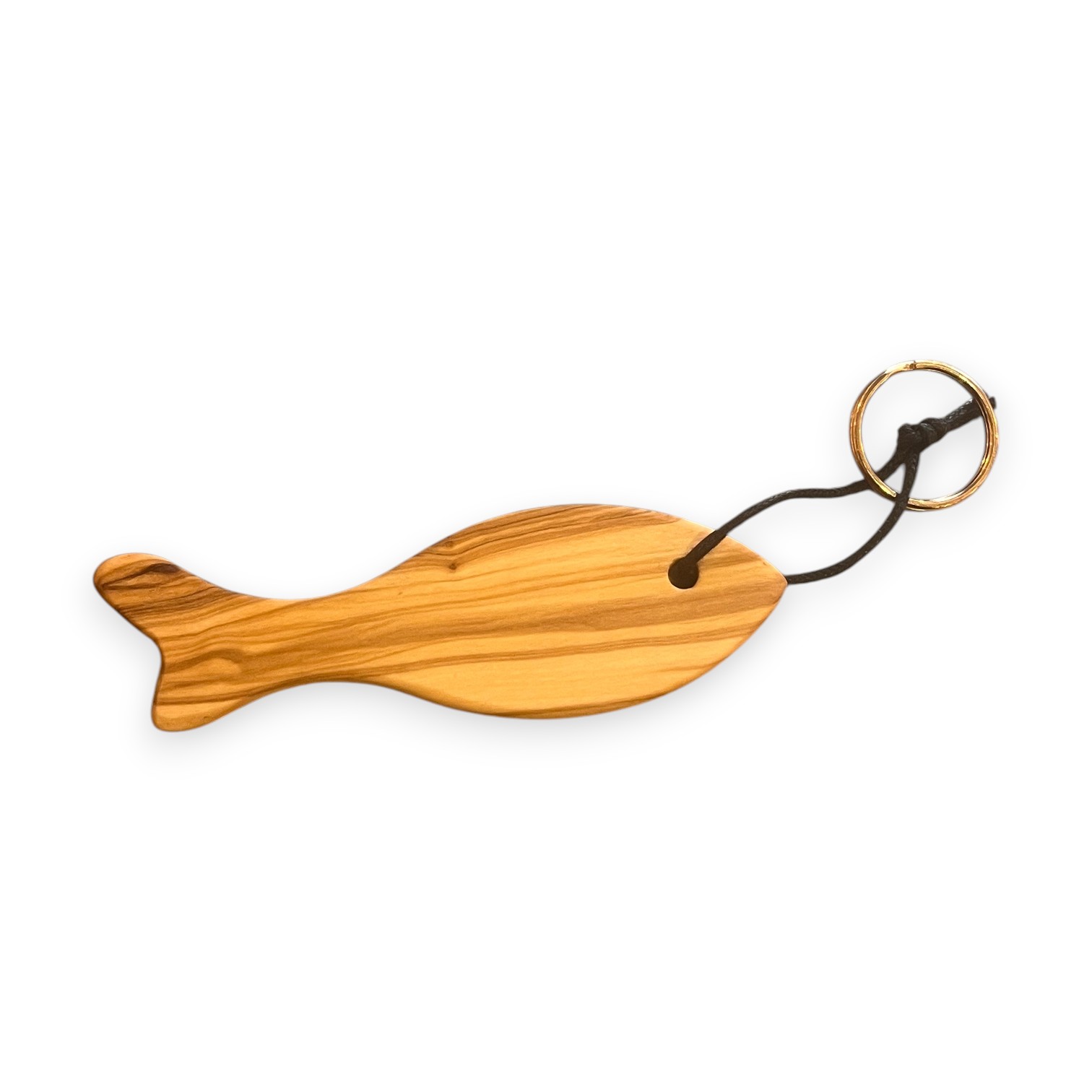 PORTA-CHAVES MADEIRA DE OLIVEIRA - PEIXE tábua de cortar em madeira em formato de peixe com cordão e anel