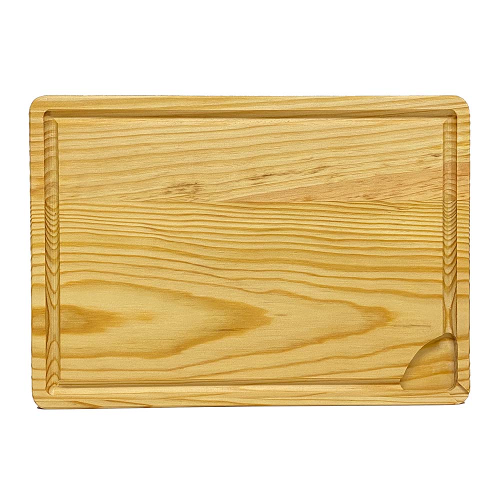 Tábua de Servir, Ref. 6x4SR (35x25x3,5cm) c/ Sulco e Reservatório Tábua de madeira clara retangular com sulco para líquidos