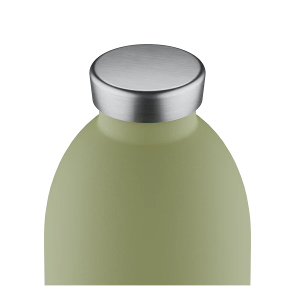 Clima Bottle - Sage 850ml Frasco de vidro verde claro com tampa metálica prateada