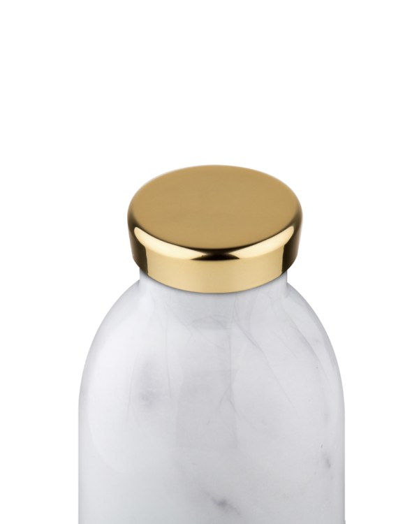 Clima Bottle - Carrara 500ml Garrafa de vidro branco com tampa dourada