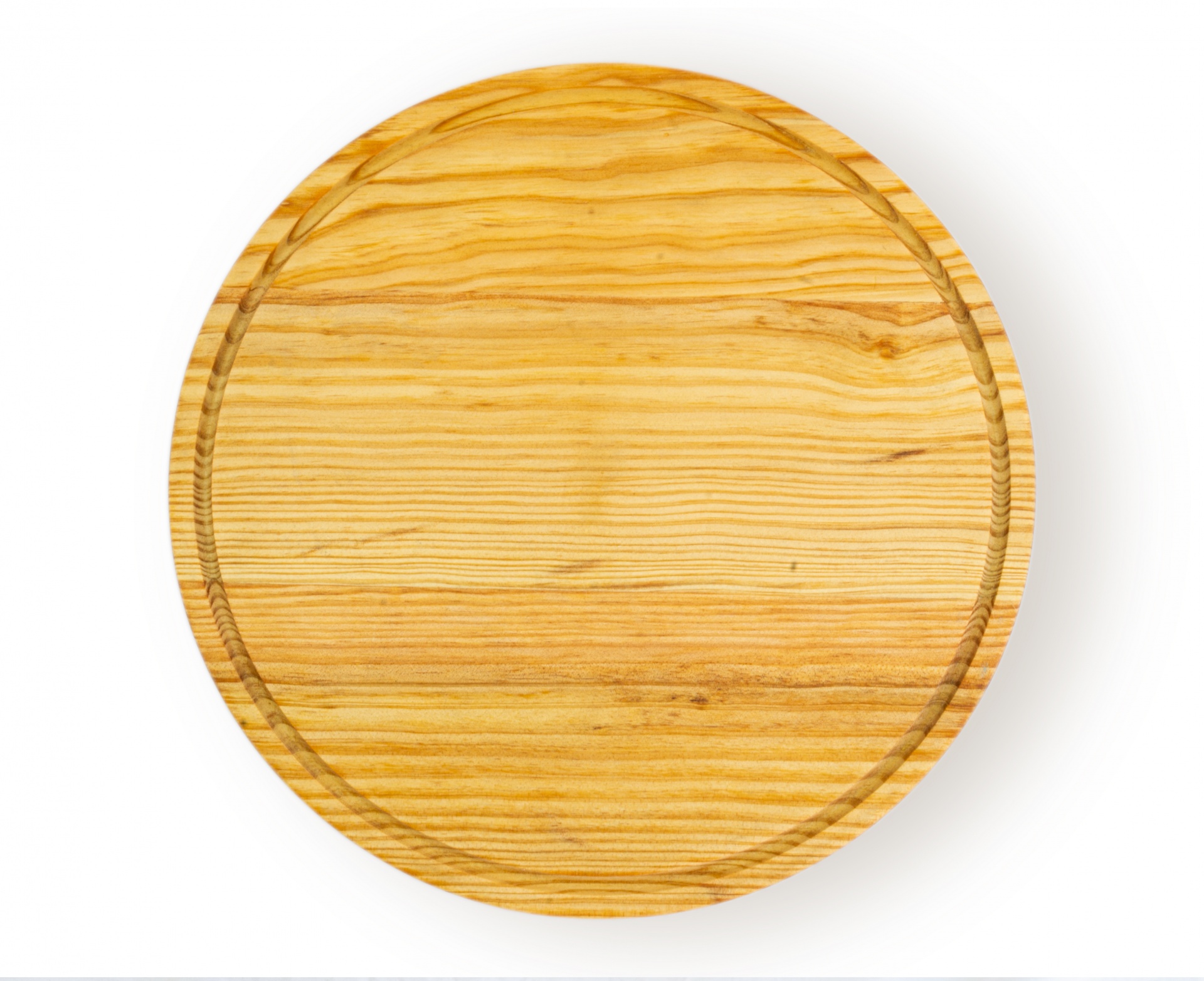 Tábua de Servir, Ref. 7x4 (ø38x5cm) c/ sulco Prato redondo de madeira com sulco circular.