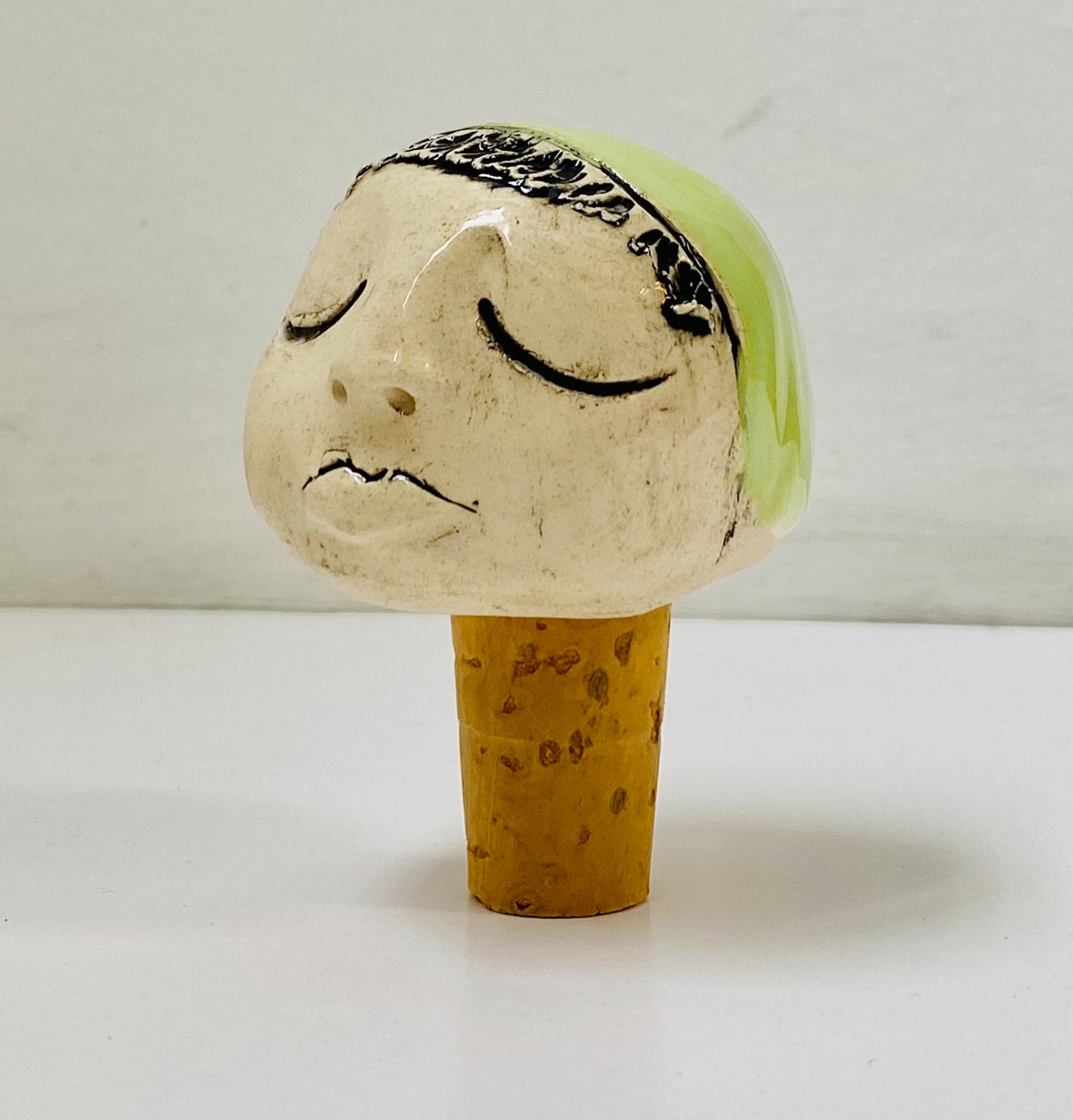ALMAVINA BUSTO ROLHA - MULHER Rolha de cortiça com cabeça feminina decorativa em cerâmica