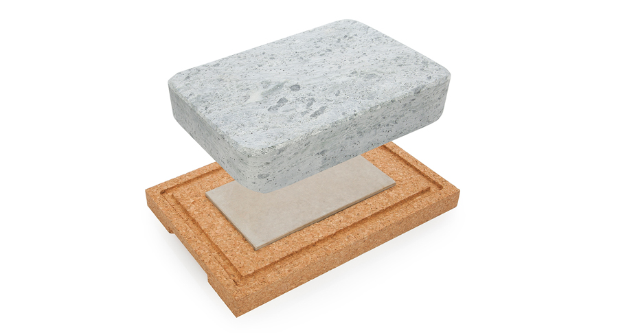 Pedra para Cozinhar STEKSTEN _ Täljsten® barra de sabão cinza claro com suporte de cortiça