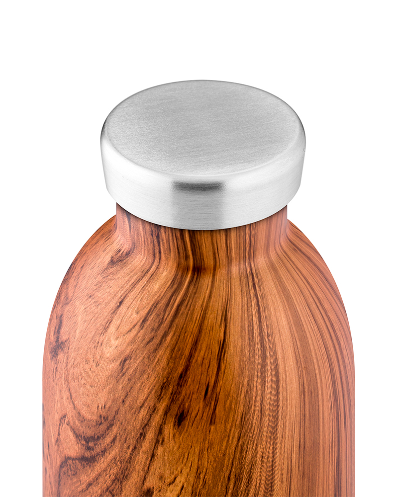 Clima Bottle - Sequoia Wood 500ml Garrafa de água com acabamento que parece madeira e tampa metálica