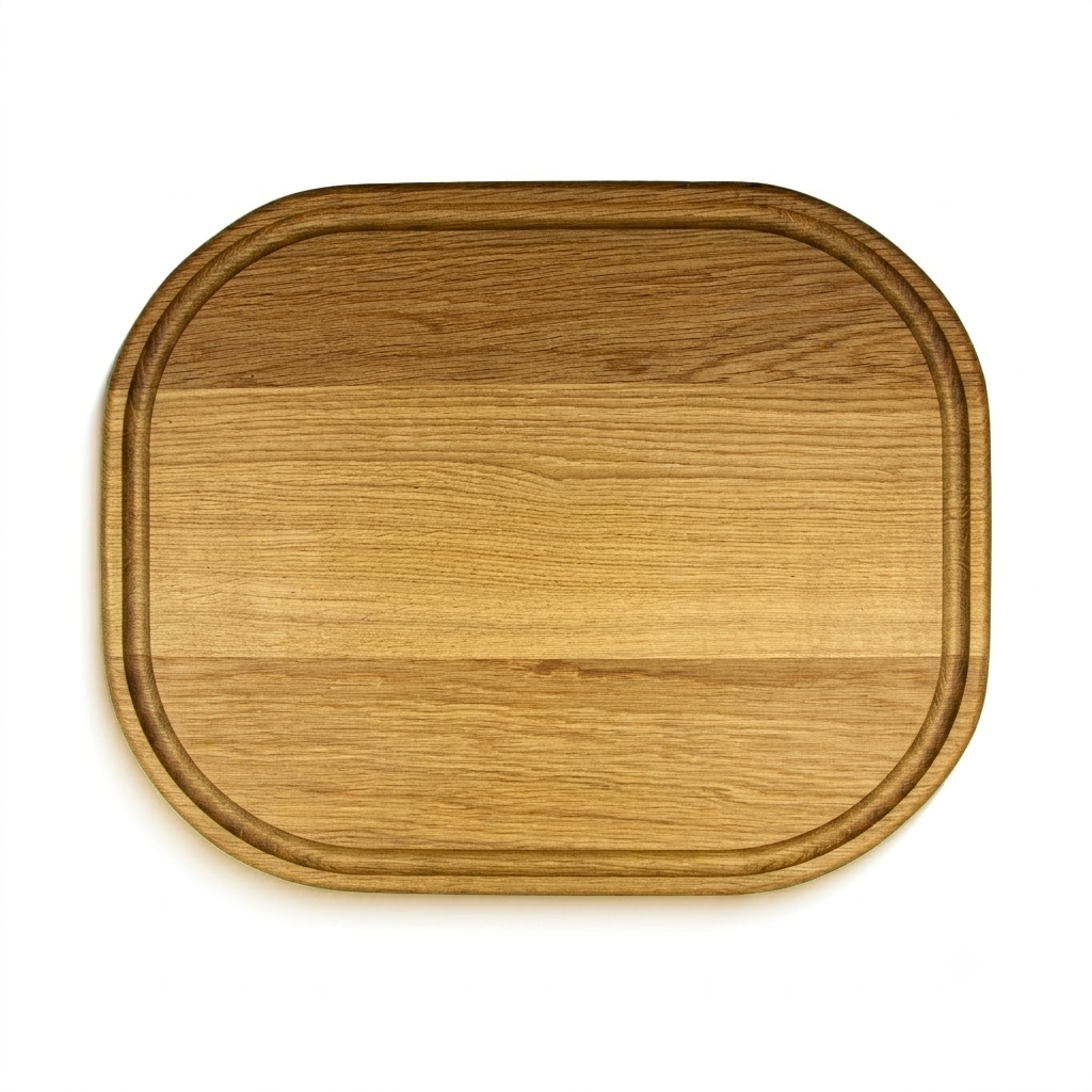 Tábua de Carvalho Laura Living - Butcher Block w/ Grip - 50x40CM Tabuleiro de cozinha em madeira retangular arredondado com borda entalhada.