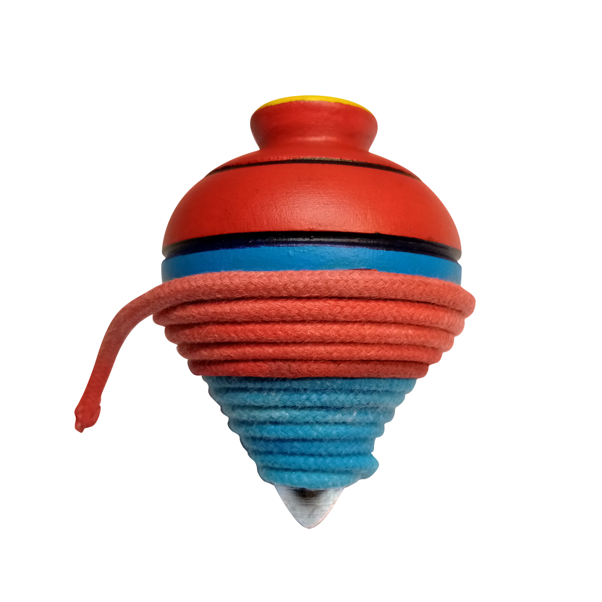 Super-Piões de Madeira Pintados à Mão SUPERMAN – Clássicos da Infância Reinterpretados por Damião Vieira Pião de madeira colorido com corda enrolada e corda vermelha presa