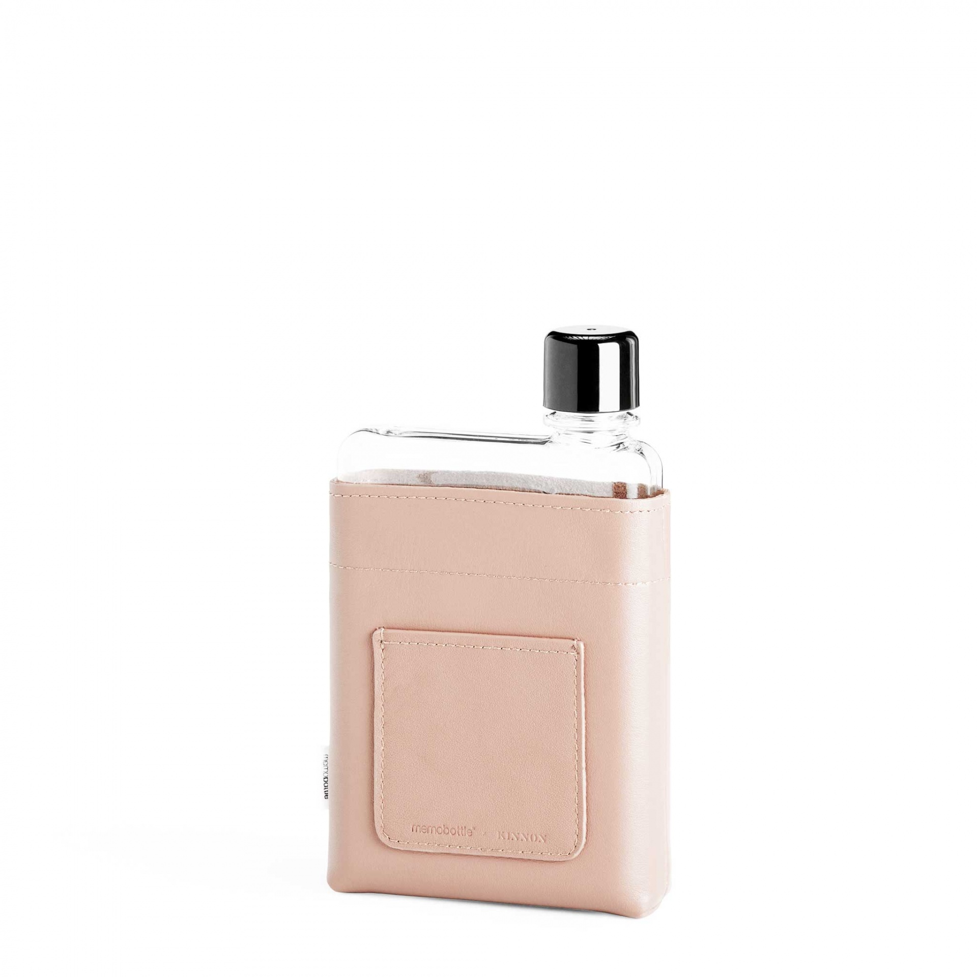 A6 Nude Leather Sleeve memobottle frasco transparente com capa de pele cor de rosa claro