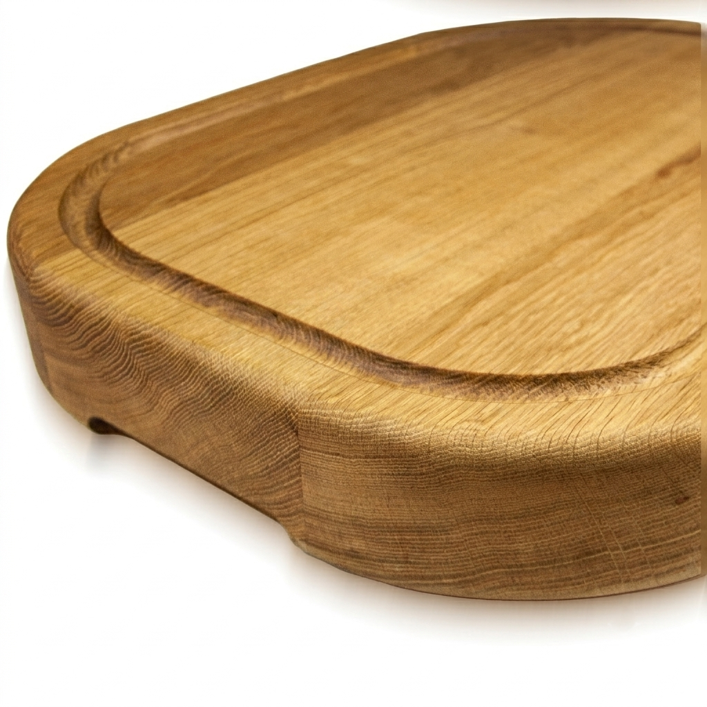 Tábua de Carvalho Laura Living - Butcher Block w/ Grip - 50x40CM Tabuleiro de madeira com sulco ao redor e cantos arredondados